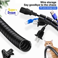 <Dream-t> 2m Cable Organizer Flexible Spiral Cable Wire Protectorputer Cord Protective Tube Clip Org