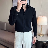 Kemeja Pria Lengan Panjang Waffle Knit Uniqlo