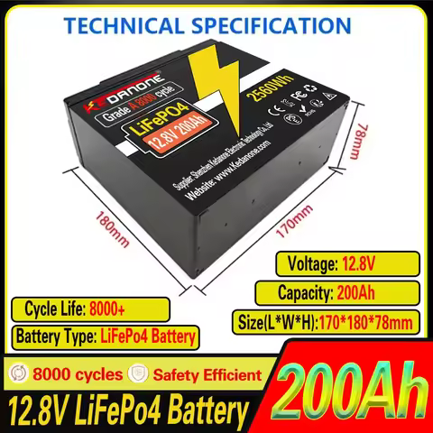 12V 220AH LiFePO4 32700 Battery Built-in 120A BMS RV Rechargeable Lithium Iron Phosphate, Solar Mari
