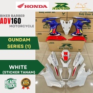 RAPIDO Honda Adv160 Gundam Series (1) White Body Coverset (Sticker Tanam)