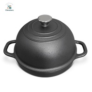 24CM Iron Bread Toaster with Lid Sourdough Bread Baking Pot Non-Stick Enameled Frying Cookware for H