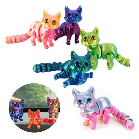 1/2/3/6pcs 3D Printed Colorful Candy Cat Movable Joint Simulation Mini Candy Cat Action Figures Desk