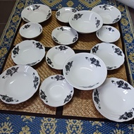 Set Pinggan lama bunga kekwa hitam 14pcs