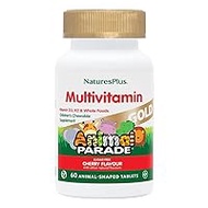 NaturesPlus Animal Parade Gold Children’s Multivitamin - All Natural, Cherry Flavour, Fun Animal Shaped Chewable Tablets - Vegan, Gluten Free - 60 Tablets