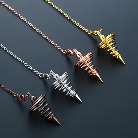 Fashion Metal Reiki Pendulum Pendant Spiral Cone Pendant Gold Silver Antique Copper Pyramid Pendant