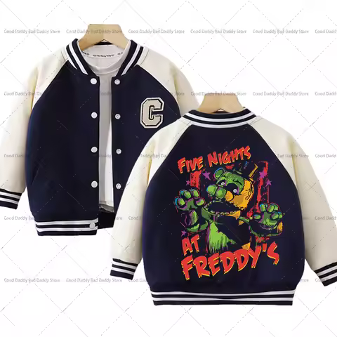 Game FNAF Baseball Jacket for Children Five Nights At Freddy Overcoats Child Clothes Harajuku Winter