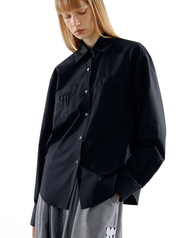 The SRT X16 (TST286) Embroidered SRT Shirt เสื้อเชิ้ตแขนยาว ปักโลโก้  SRT บนกระเป๋า 2 ข้าง (สีดำ/ชมพ
