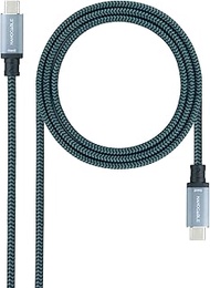 Nanocable 10.01.4101-COMB – USB 3.1 Gen2 Cable 10Gbps 5 A, 4K/60 Hz, USB-C/M-USB-C/M, Mesh, Grey/Bla