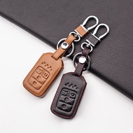 【cw】 Hot Sale Leather Car Key Case Fob Hood Fit For 2015 2016 2017 Honda Civic Crv Crad V Accord Pilot 4 Buttons Protector Shell