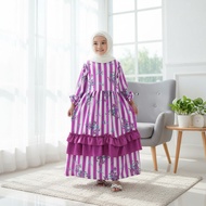CARLINA Gamis Shanum Nebula Bunga Anak Perempuan Ruffle Dress Maxy