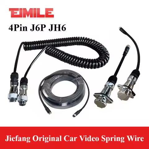 4Pin J6P JH6 Jiefang Vehicle Monitoring Spring Wire Connector Cable Dedicated Rearview Camera fo Rev