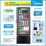 Midea Chiller Showcase MSC-186BE (187L) / MDRZ302FGG30 (211L) R600A ECO REFRIGERANT Showcase Chiller