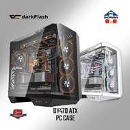 Darkflash DY470 Black / White Three-side Tempered Glass Panel ATX PC Case Chassis