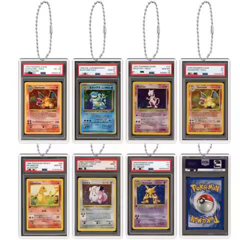 Diy 1999 Pokemon GAME PTCG Rating Card Acrylic Keychain Charizard Blastoise Bulbasaur Mewtwo Backpac