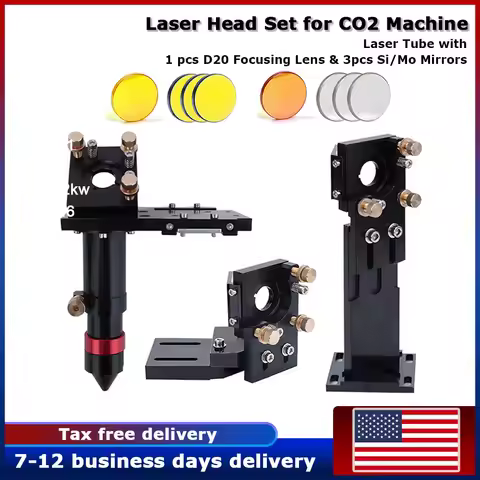 CO2 Laser Head Set 1 Pcs D25 Focusing Lens 3 Pcs Si / Mo Mirrors F50.8/63.5/101.6mm for Laser Cuttin