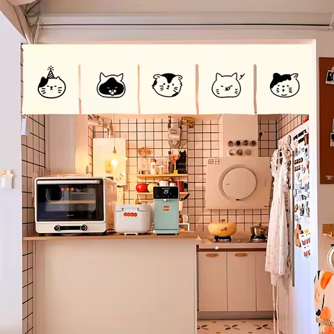 Japanese Cute Cat Door Curtain Curtain Decoration Hanging Curtain Bedroom Kitchen Partition Curtain