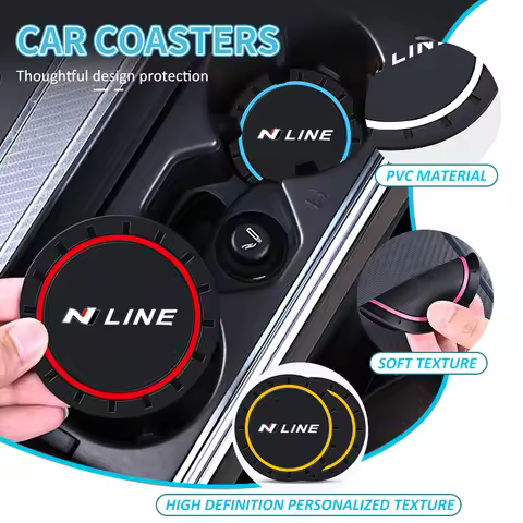 2pcs Silicone Car Water Cup Holder Coaster Anti Slip Pad Mat For Hyundai N LINE I30 I20 Sonata Accen