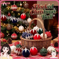 ORIENTTK Flocked Christmas Baubles, 6cm Glitter Accents Christmas Ball Ornaments, Gifts Flocked Chri