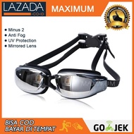 MAX COD - [KACAMATA RENANG MINUS 2.0] Kacamata Renang Minus 2.0 Anti Fog UV Protection G7800M