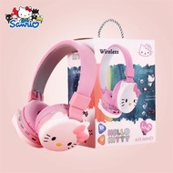 Sanrio Bluetooth Headphone Hello Kitty Wireless Headsets Cartoon Mic Foldable Lightweight Earphone f