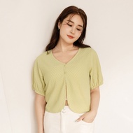 Ob Design Women Casual Crop Textured Button Cardigan Top Plus Size