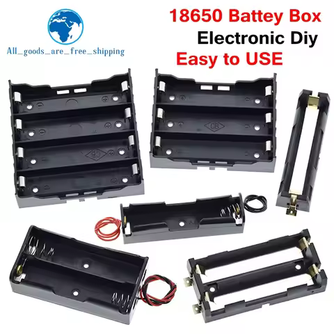1/3PCS Plastic Standard Size AA/18650 Battery Holder Box Case Black With Wire Lead 3.7V/1.5V Clip