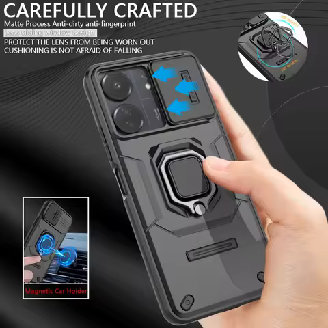 For Poco C65 Case Slide Lens Shockproof Armor Phone Case for Xiaomi PocoC65 Poco C65 Little C 65 Mag