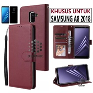 Case HP SAMSUNG A8 2018 FLIP WALLET LEATHER WALLET LEATHER SOFTCASE PREMIUM FLIP COVER COVER Open Close FLIP CASE SAMSUNG A8 2018