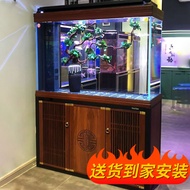 Akuarium ikan arwana besar gaya Cina baharu Sensen, akuarium kaca ultra-jernih, berdiri di lantai un