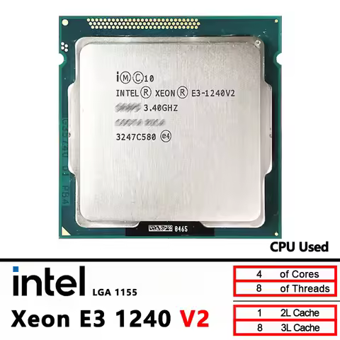 Intel Xeon E3-1240V2 Used E3 1240 V2 3.4 GHz Quad Core CPU Processor 8M 69W LGA 1155