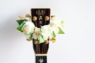 Ribbon lei for guitar, white,guitar strap,acousticguitar