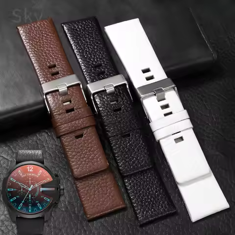 For Diesel Brown White Black Durable Genuine Leather 24 26 Watch Strap Dz7333 7348 4318 1657 4323 La