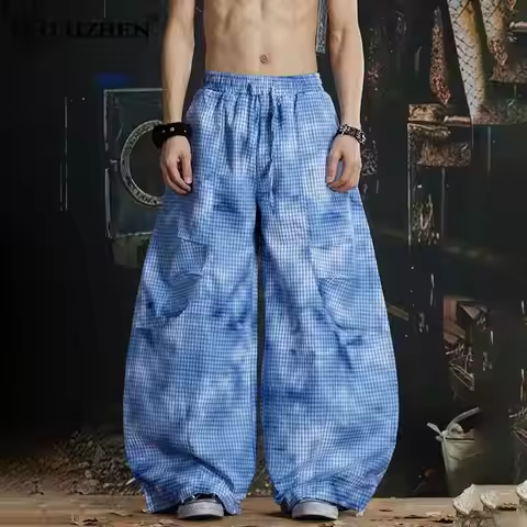 LUZHEN Casual 2026 New Double-knee Deconstructed Baggy Wide Leg Pants Men's Trendy Original Tie-dyed