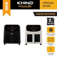 [Online Exclusive] KHIND Metal Air Fryer with Ceramic-Coated Basket (Beige/Black) (5.8L) ARF58D