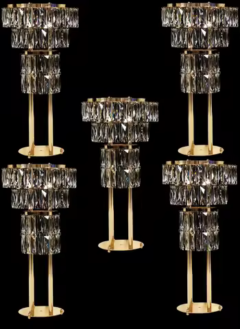 Electroplated Iron Wedding Crystal Vase Flower Stand Ferris Wheel Table Centerpiece Stage Decor Home