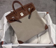 Hermes Birkin(HAC40) 馬𩣑皮帆布拼皮手袋