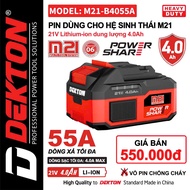 Pin Dekton 4Ah M21-B4055A 21V -  Tương Thích Máy Hệ Sinh Thái Makita Chân Phổ Thông