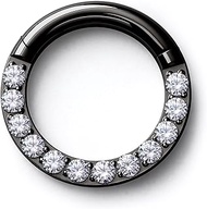 G23 Titanium 0G 2G 4G 6G 8G 10G 12G 14G CZ Septum Rings PA Nose Hoops Clicker Ear Weights for Stretc