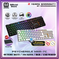ARMAGGEDDON PSYCHEAGLE MKA-7C 104 Keys Outemu Blue Mechanical Wired RGB Keyboard with Mousepad- Blac