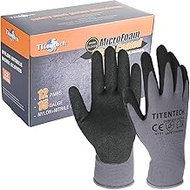 Titentech Nitrile Dipped Nylon Work Gloves Micro-foam Nitrile Coated Safety with Grip for Heavy Duty