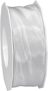 Morex Ribbon French Wired Lyon Ribbon, 2-3/8-Inch by 27-Yard Spool, White