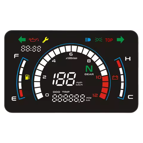 Motorcycle Digital Speedometer LCD Screen LED Digital Motorcycle Speedometer Adjustable Motorcycle T