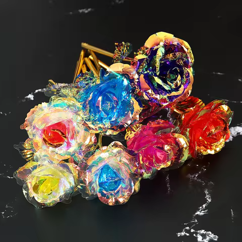 Artificial Flower Foil Rose Flower Valentine's Day Gifts 24k Golden Plated Gold Rose Lasts Forever L