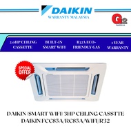 DAIKIN 3.0HP CEILING CASSETTE AIRCOND (SMART WIFI + R32) FCC85A/RC85B-3CK-LF