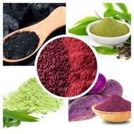 Activated charcoal powder greentea purple sweet potato barleygreen blue pea / 竹炭粉绿茶紫薯红菊伯爵茶粉/ serbuk 