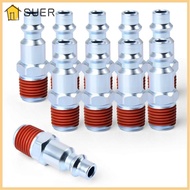 SUER 10-Pack 1/4'' Pneumatic Plugs, Iron 1/4 inch NPT Male Industrial Air Plug, Air Blow  Air Hose Fitting I/M/D Type Air Coupler