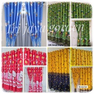 Minimalist window curtains with children's characters L.140-T.217cm