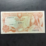 uang kertas Cyprus 50 Cents 1987-1989