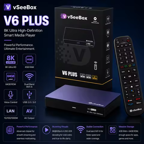 VSeeBox V6 Plus 64GB 8K HD Officially Authorized Voice Control