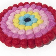 條紋 露營道具 野餐道具 廚房 手工羊毛氈湯圓色 糖果色羊毛氈 彩虹 隔熱墊 鍋墊 羊毛氈鍋墊-草莓藍莓水果茶 圓型鍋墊